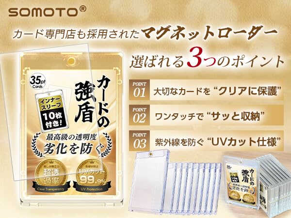 SOMOTO Магнитный Загрузчик Карт Прочная Защита Карт и Предотвращает Карту Включает Внутренний УФ 35PT Защитный Дисплей для Карт Подходит для Карт Толщиной Примерно 1 мм Магнитный