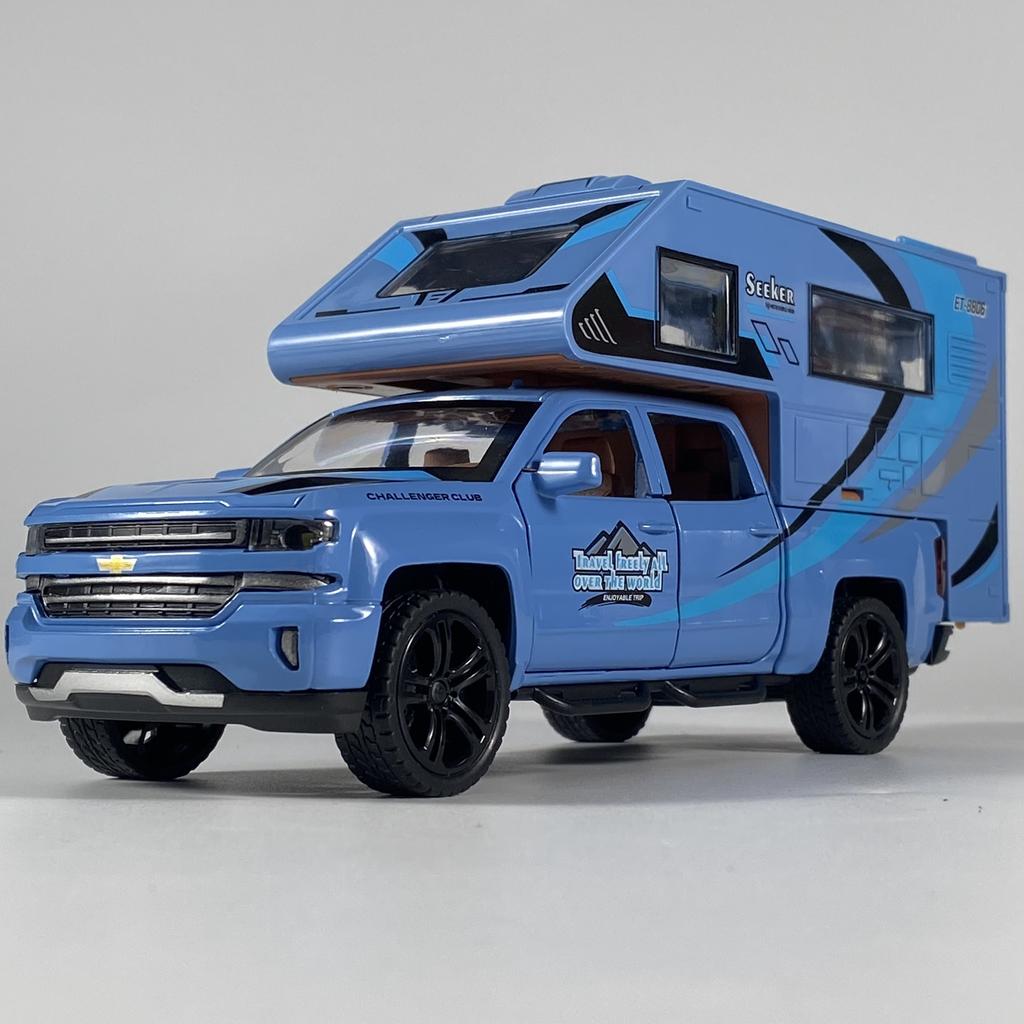 1:32 Chevrolet Blazer Chalet 1976 Кемпинг RV Литой Металлический Модель Симуляция Звука и Света Детская Игрушка Коллекция Подарки Для Мальчиков