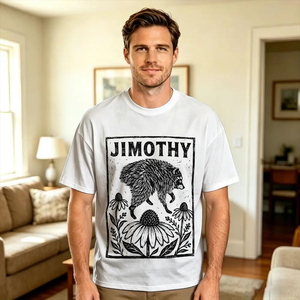 Unisex Unisex Tshirt I Love Jimothy Cute Trendy Racoon T Shirts Harajuku Summer Tees Vintage Cotton Clothing Gift Idea