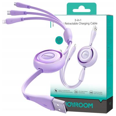 Кабель 3-в-1 Joyroom Цветной USB на USB-C/Lightning/Micro USB 3.5A, 1м (Фиолетовый)