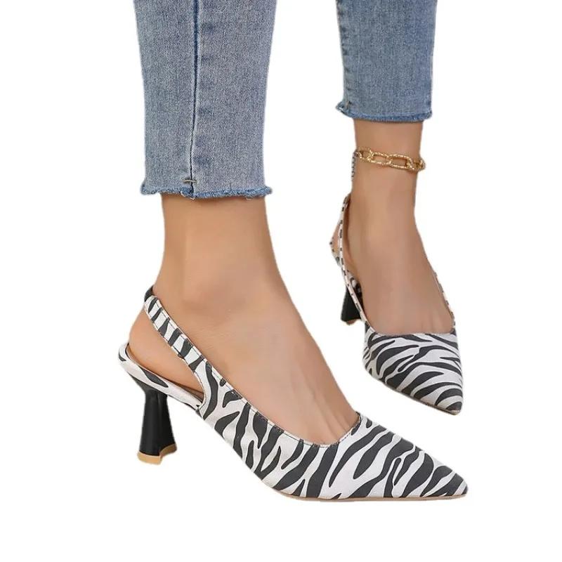 Новые женские туфли на высоком каблуке, сексуальные туфли с острым носком, женские туфли-лодочки, модные туфли с принтом зебры, повседневные туфли на высоком каблуке для вечеринок