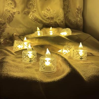 4/12 шт. Беспламенные пластиковые свечи, работающие от батареек, светодиодные чайные свечи с реалистичным пламенем для домашнего праздничного свадебного застольного декора