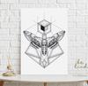 Plakat ćma motyl geometryczny dotwork