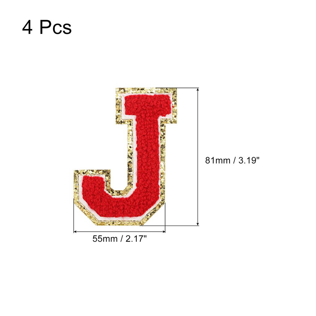 4pcs Embroidered Letter Patches Chenille Letter Patches Iron on Letter Patches Embroidery Patch Iron for Clothing Shoes Hats Red