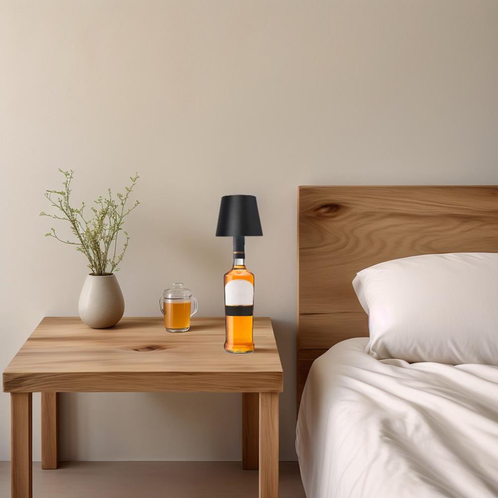 Светодиодная настольная лампа, перезаряжаемая, 2000 мАч, металлическая, с регулируемой яркостью, лампа-бутылка с плавной регулировкой яркости, светодиодная лампа-бутылка для вина, семейный ресторан и бар