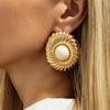 SHIXIN 4 Colors Exaggerated Geometric Round Large Stud Earrings Women Retro Inlaid Resin Acrylic Spiral Earrings Party Jewelry