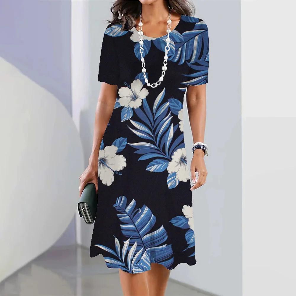 Hawaii Coconut Tree Print Women's Dresses Vacation Long Dresses Female Clothing Summer One-piece Dress