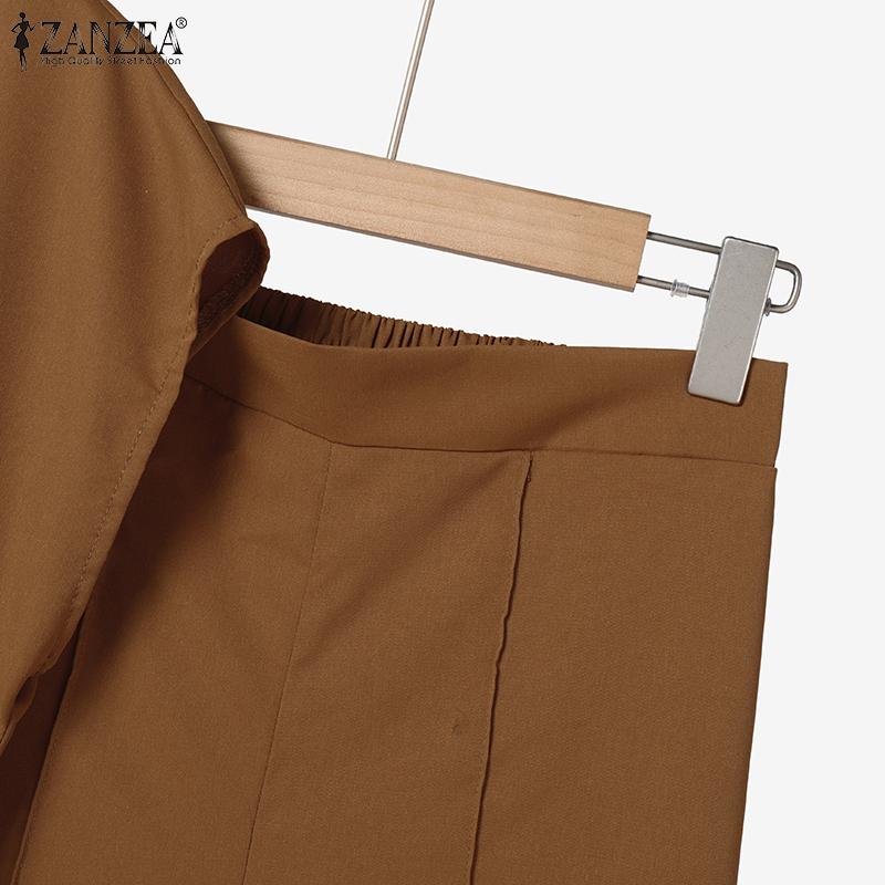 ZANZEA Женский повседневный костюм из двух частей: блузка без рукавов и широкие брюки