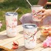 Layer Stainless Steel Insulated Cherry Blossom Thermos Cup Coffee Tumbler Vacuum Flask Water Bottle