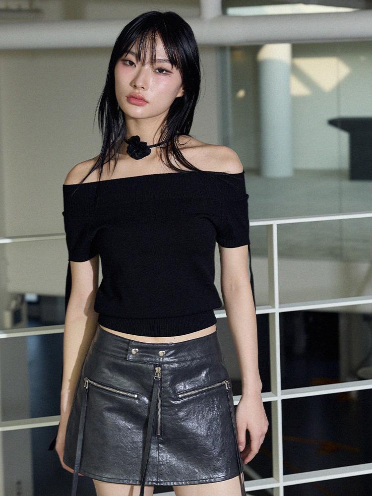 ITOV SEOUL Off-Shoulder Cutout Knit Bk