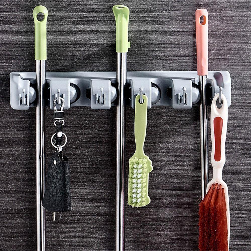 Wall Mounted Mop Holder Plastic Material Bathroom Broom Hanger Mop Fixed Clip  Laundry Room