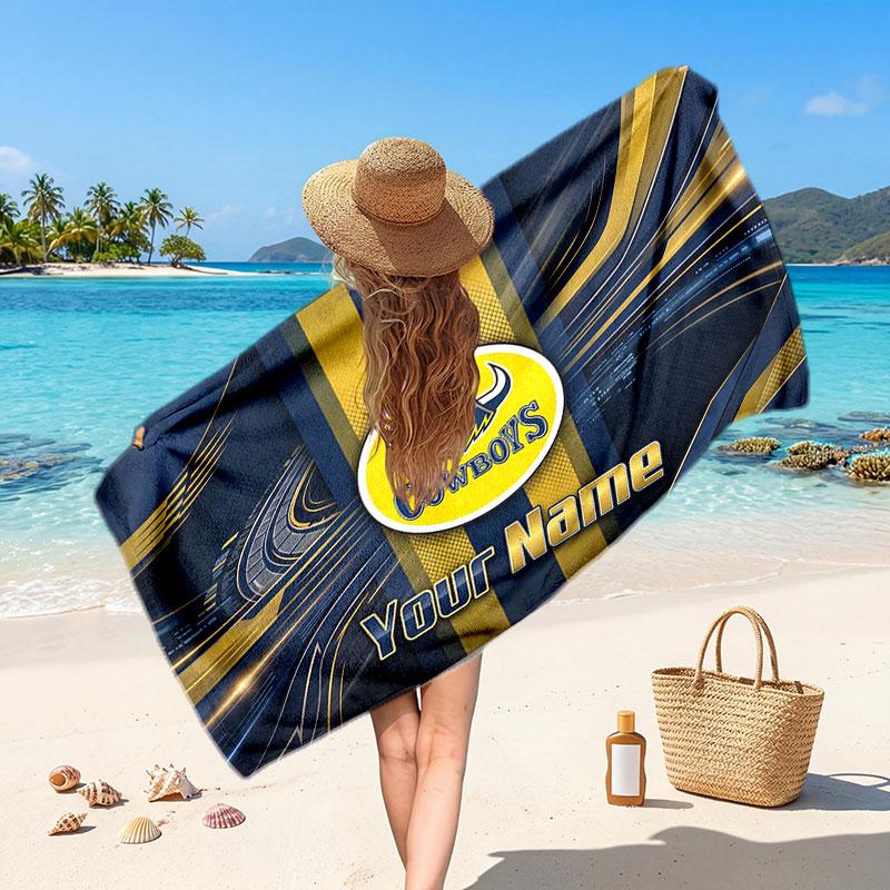 North Queensland Cowboys Customized Name Text Beach Towel, Soft Absorbent Towel Beach Pool Travel Personal Gift