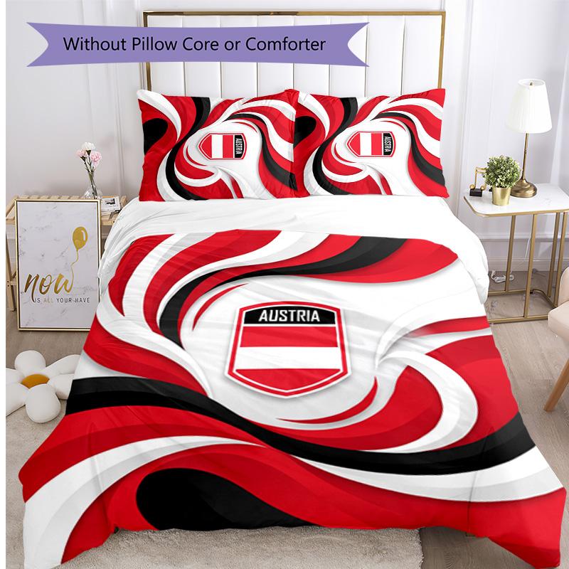 Austria Football Printed Bedding 3 Piece Set Cozy Breathable Bed Cover Set as Housewarming Holiday Gift
