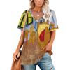 Van Gogh 3D Print T-shirts for Women V-neck Short Sleeve T-shirt Oversized Streetwear Harajuku T-shirts for Women Top Clothing
