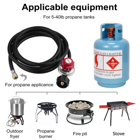 Propane Regulator 0-20 PSI High Pressure Adjustable Propane Regulator with QCC-1 Type Hose U.S. Propane Tanks Gas Burner Cooker Turkey Fryer