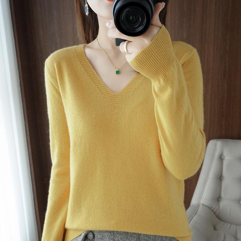 1 шт., модная кашемировая нижняя рубашка, свитер, вязаный пуловер с v-образным вырезом, свободный джемпер с длинными рукавами