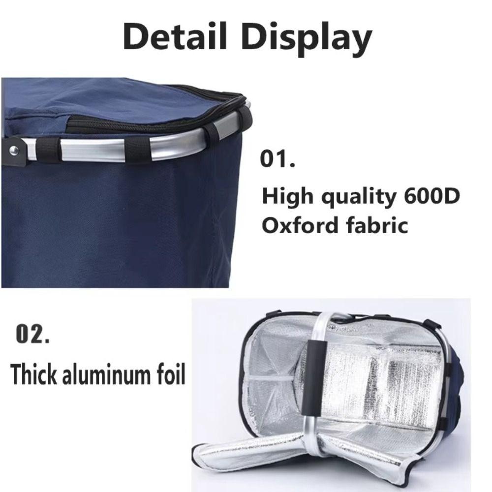 Folding Insulated Bag Portable Shopping Basket New Insulated Basket  Outdoor