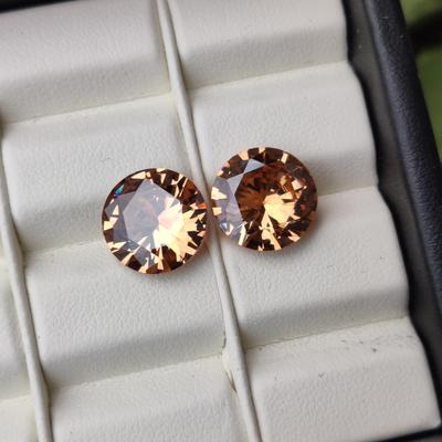 Лот россыпью циркония для изготовления ювелирных изделий, удивительный натуральный циркон цвета шампанского круглой огранки размером 10-12 мм, лечебный лот циркония цвета шампанского.