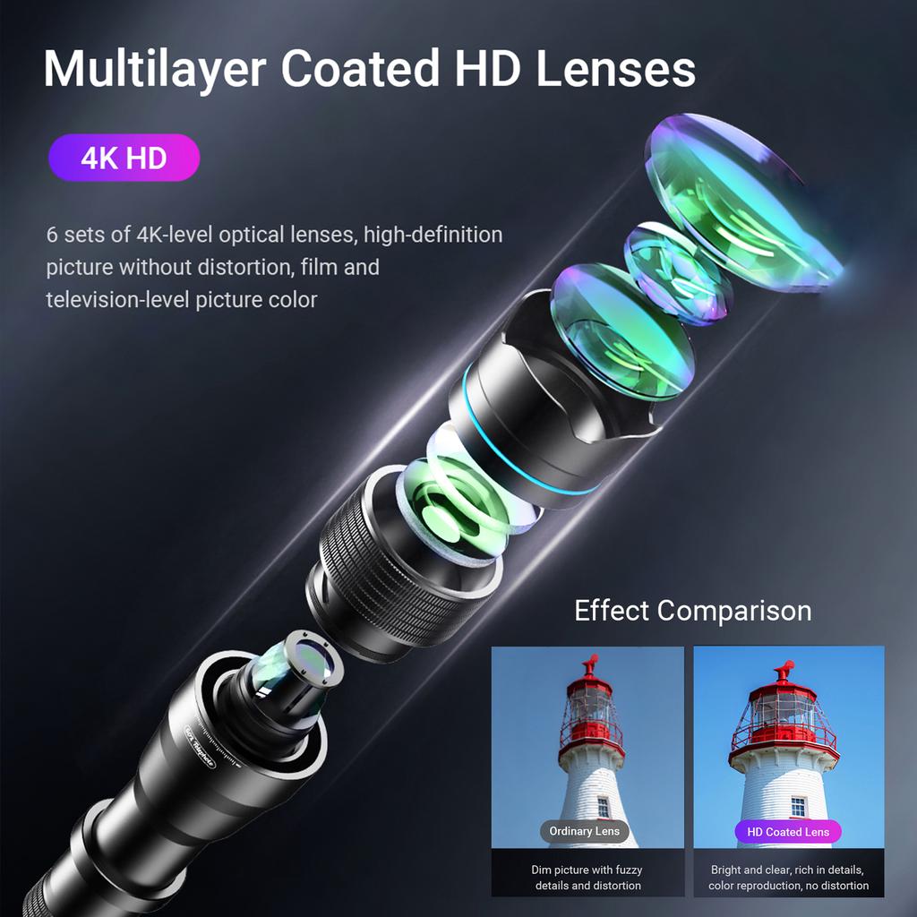 APEXEL APL-60XFR50 4K HD 60X Металлический монокулярный телескоп 50 мм Телеобъектив с многослойным покрытием