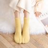 3 Pairs Woman Girl Winter Tabi Socks Short Tube Warm Two Toed Sock Thick Soft Cozy Plush Solid Color Split Toe Bed Sleep Socks
