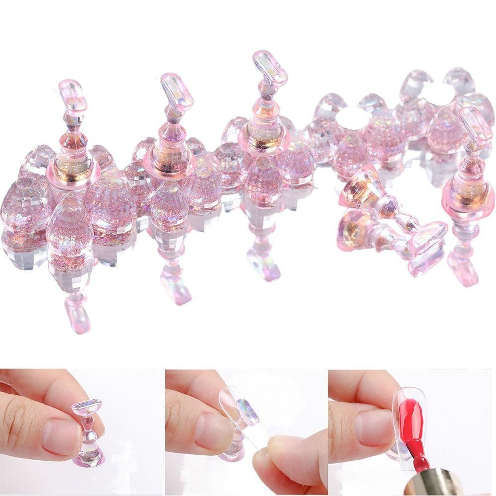 Press On Nail Tip Practice Stand Crystal Flower Shape Aurora Nail Showing Shelves Beginner
