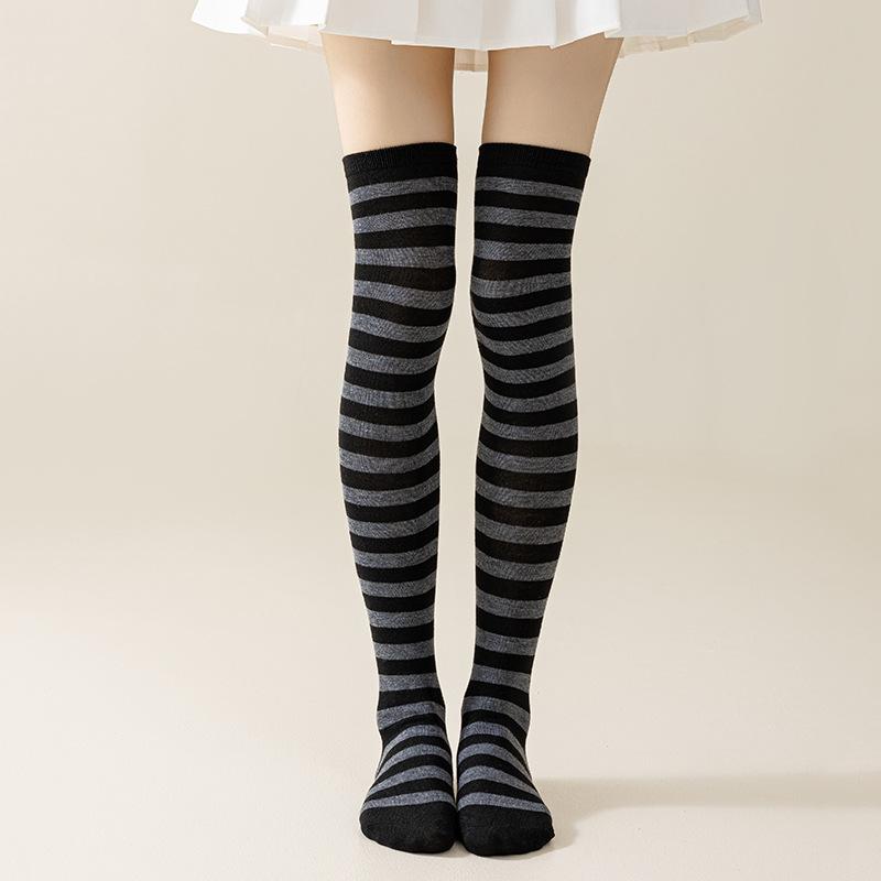 Autumn Winter Color Striped Stockings Japanese Over Knee Socks Fashion Women Keep Warm Sexy Slim Long Socks Striped Hosiery