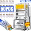 50-1 шт. Проходные коннекторы RJ45 CAT6 CAT5e Экранированные Кристаллические Концевые Позолоченные 8P8C Обжимные Сетевые Кабели Ethernet Модульный Штекер