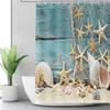 Seashell Shower Curtain Summer Beach Starfish On The Coastal For Bathroom Curtain Polyester Fabric Bathroom Accessories Set