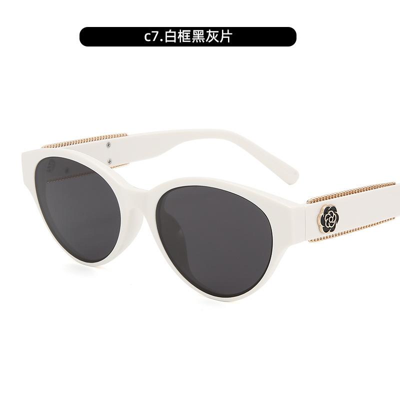 Премиальные овальные солнцезащитные очки женские винтажные солнцезащитные очки «кошачий глаз» с камелиями малый аромат солнцезащитные очки