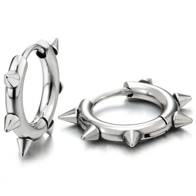 Серьги-кольца Spike Circle Huggie Hinged для мужчин и женщин, готический рок, хип-хоп, треугольные конусные серьги-кольца