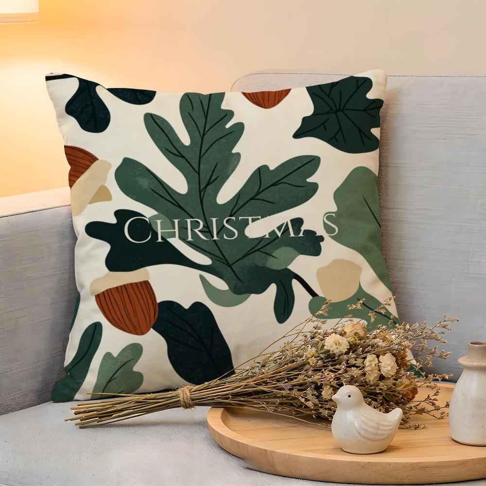 Cushion Cover Linen SkinFriendly Soft Decorative Case for Sofa Home Decor Winter Christmas Pine leaf Pillow cover