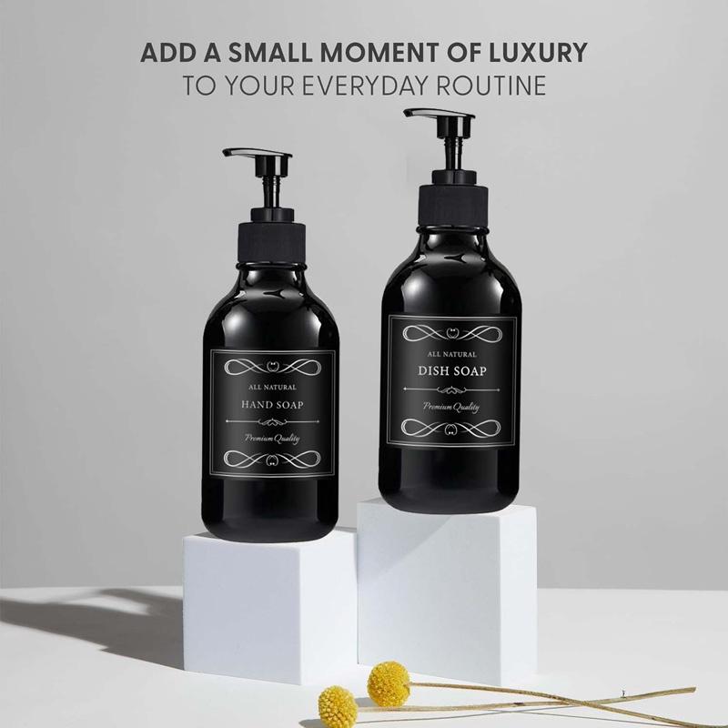 500 мл/16,9 унций, 2 шт., дозатор для мытья тела, мыла для рук и мыла для мытья посуды с насосом, бутылка для мыла для ванной комнаты с 6 водонепроницаемыми этикетками
