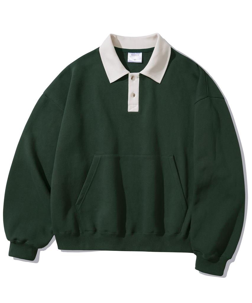 PERSTEP Nomad Two-Tone Collared Sweatshirt Green Hymt4526