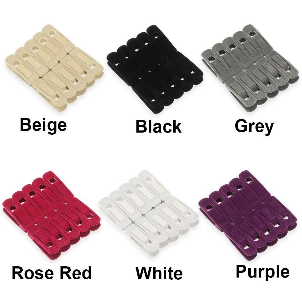 10pcs Storage Bathroom Household Non-slip Coat Holder Hanging Hooks Velvet Hangers Clips Dress Rack