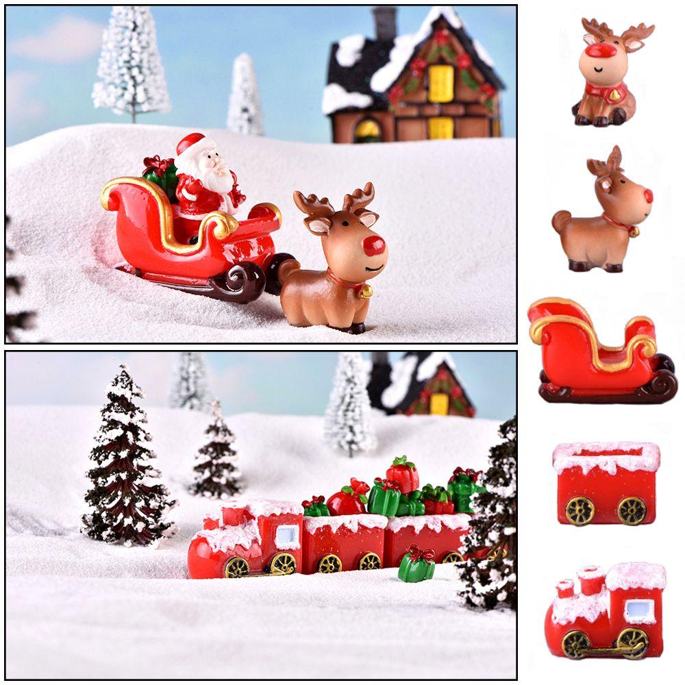 Бонсай Кукольный домик Сказочный сад Рождественское украшение Миниатюрная карета Фигурки оленей Домашний декор