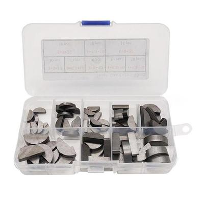 Набор assortment ключей для двигателя, assortment пружинных клиньев из углеродистой стали, assortment полукруглых забивочных клиньев. Необходим для ремонтных работ в мастерской.