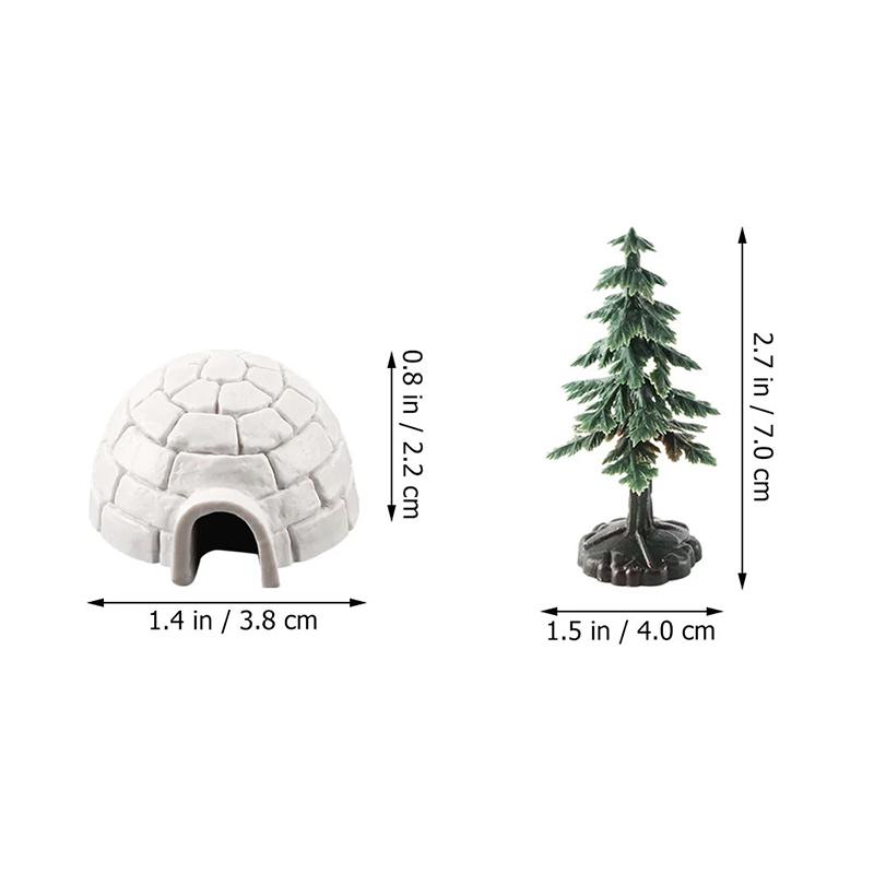 Polar Igloo Christmas Tree Figurines Set Miniature Arctic Figures Toy Playset Mini Polar Animal Shelter Ornament Decorative