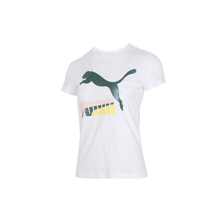 Puma Running Training Casual Round Neck Short Sleeve T-Shirt Women Tops White 532282-52