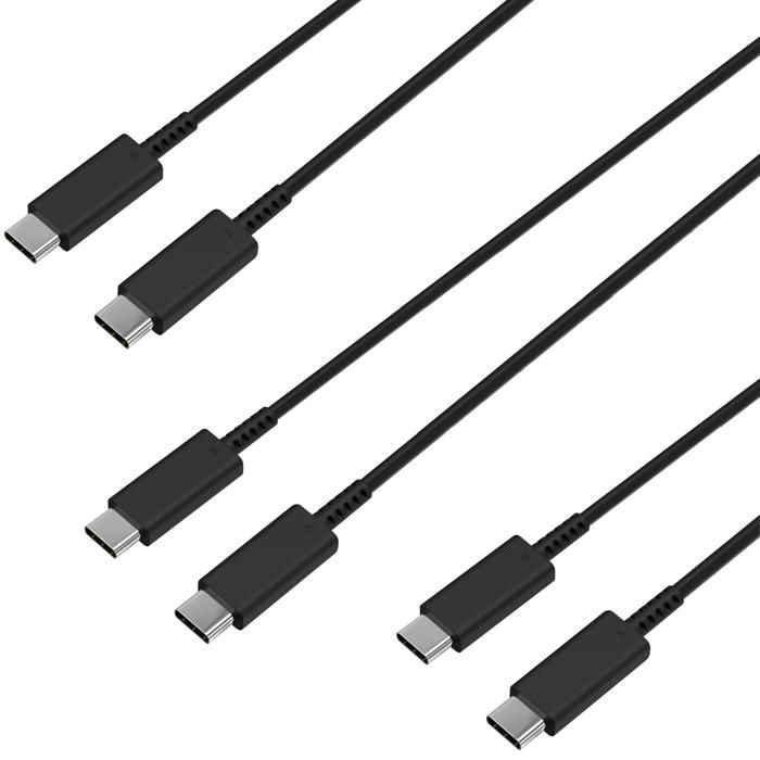 Lot 3 Cables charge rapide USB-C USB-C 1m pour Samsung Galaxy S26 PLUS/S26 ULTRA/S25 PLUS/S25 ULTRA/S25 FE Phonillico®