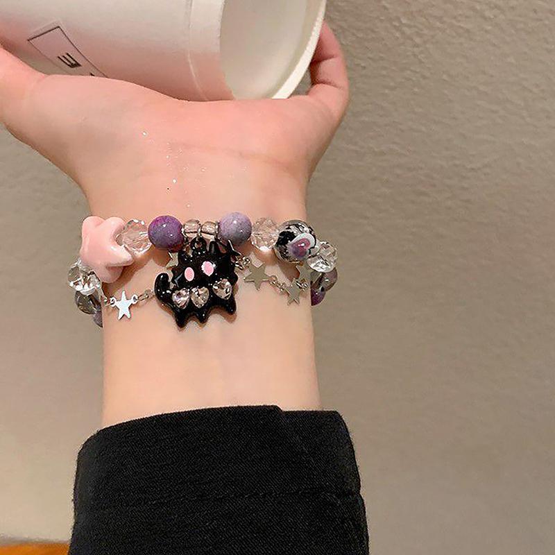 Браслет с бусинами в форме сердца, пентаграммы и звезды для женщин, эстетический, милый, крутой, модные украшения, корейский подарок