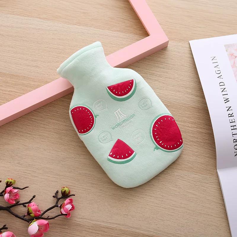 Plush Hot Water Bottle Cover Cartoon Fruit Design Thickened Rubber Water-Filled Explosion-Proof Removable Washable Warm Water Bag