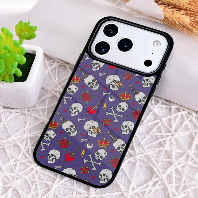 Винтажный Чехол для Телефона с Черепами Ударопрочный для iPhone 17 Air 16e 15 11 12 14 13 Pro Max Чехол Coque