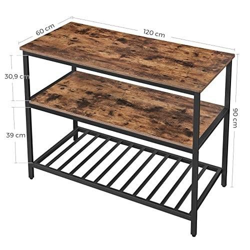 Bakery Shelf, Kitchen Island With Large Countertop, Stable Steel Construction, 120 X 60 X 90 Cm, Industrial Kitchen Shelf, Bathroom