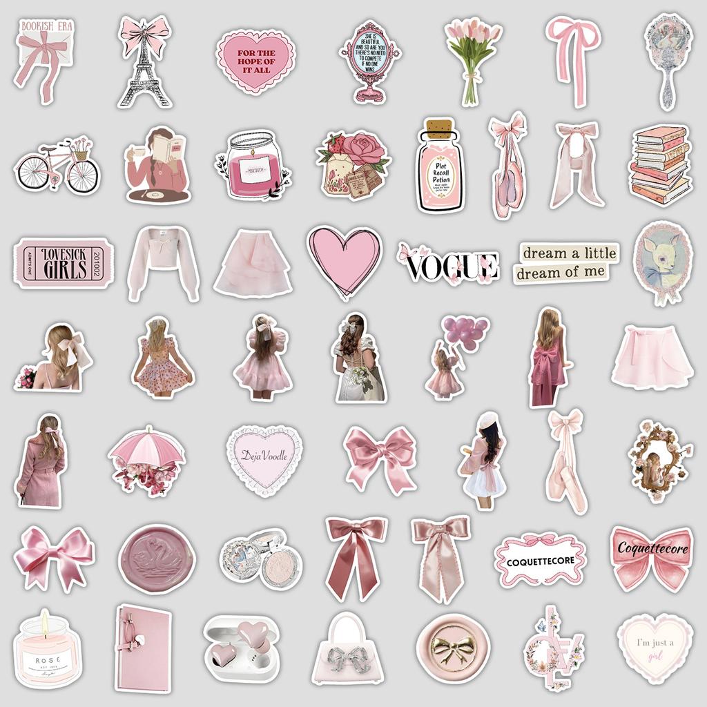 50 Nordic Style Coquette Girl Graffiti Stickers Water Cup Computer Waterproof Decorative Stickers Stationery Stickers