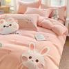 New Cartoon Washed Cotton Embroidered Bedding Set for Girls In Princess Pink