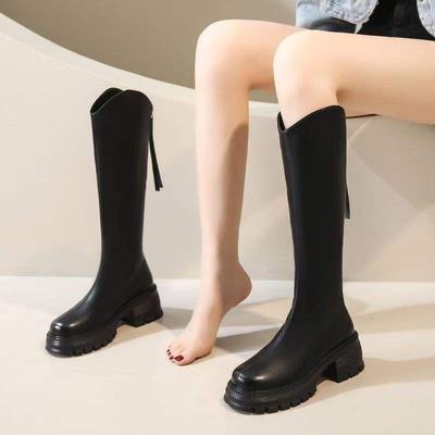 Флисовые сапоги женские 2025 осень и зима новые сапоги-рыцари на высокой платформе толстый каблук ретро сапоги женские сапоги