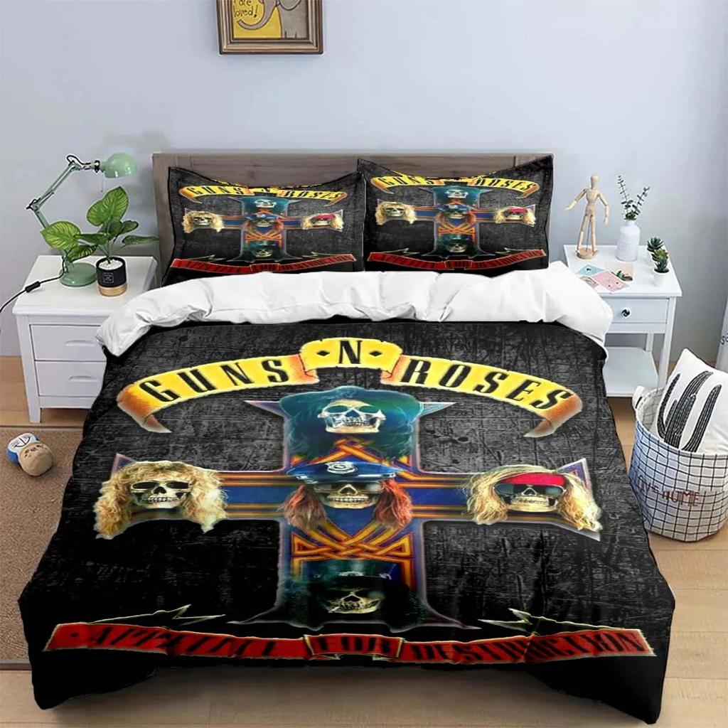 3D Принт Guns N Roses GNR Группа Ретро Постельное Белье Мальчики Девочки Полуторный Двуспальный Королевский Размер Пододеяльник Наволочка Кровать Мальчики Взрослый