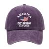 Trendy versatile retro washed old American independence anniversary print soft top men's and women's baseball caps