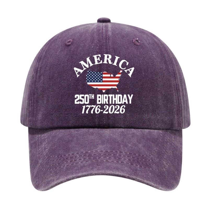 Trendy versatile retro washed old American independence anniversary print soft top men's and women's baseball caps
