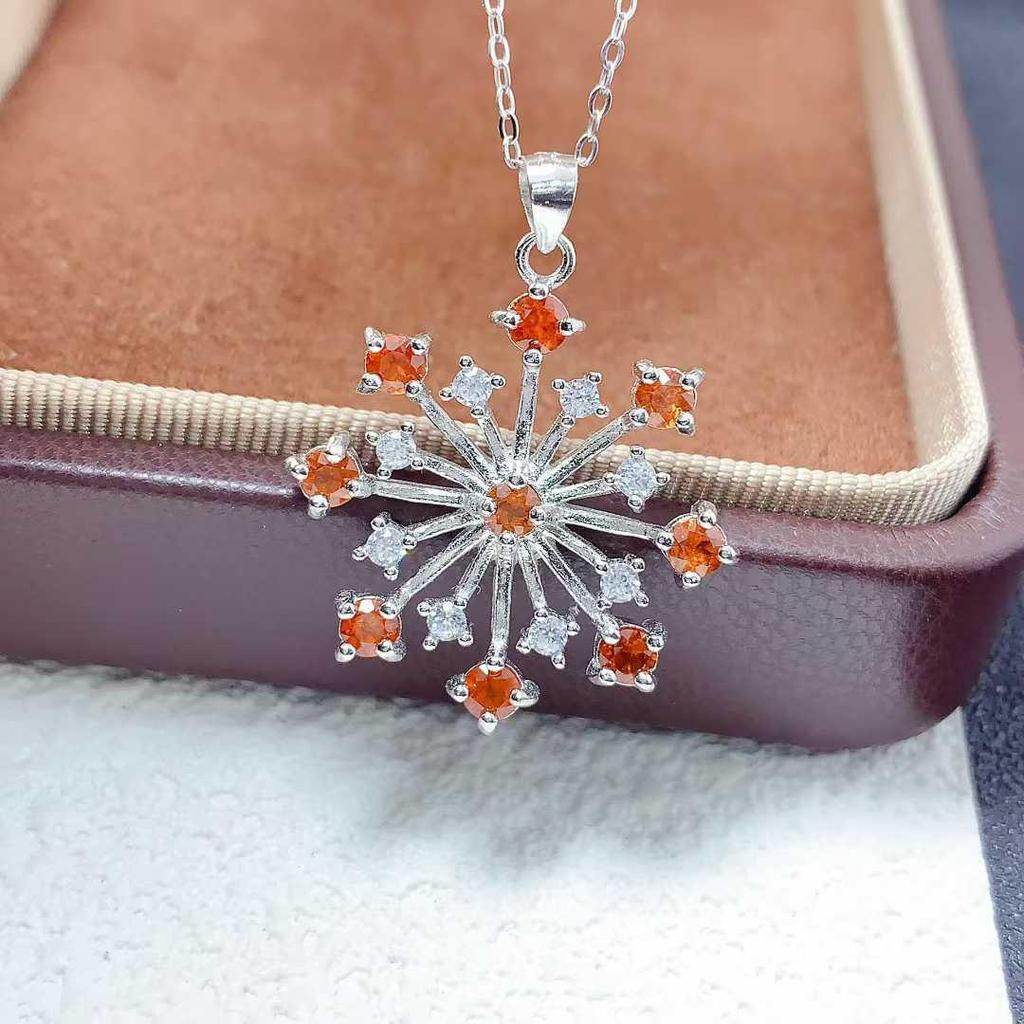 Ожерелье с опалом и инкрустацией из серебра 925 пробы - Европейский/Американский дизайн 'Сверкающий фейерверк'